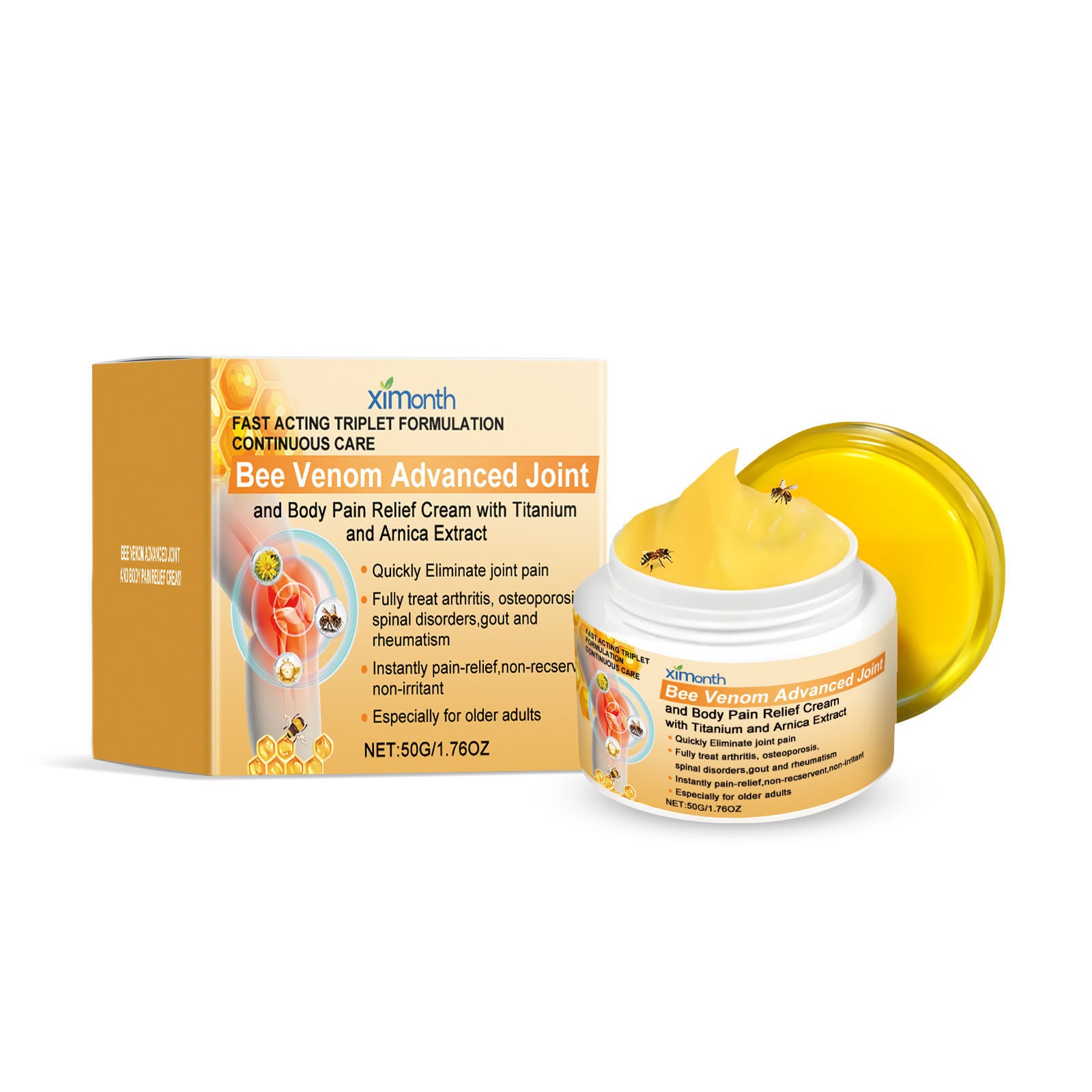 Bee Venom Joint Care Cream, Natural Pain Relief, Mobility Support, Anti-Inflammatory, Deep Nourishing, Fast-Acting, Daily Joint Care ,50g