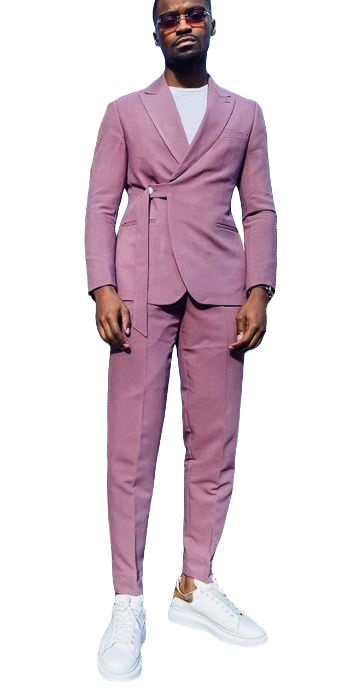 Pink Designer Belt Style Party Wear Suit for Men wedding groom suit Gift For Him