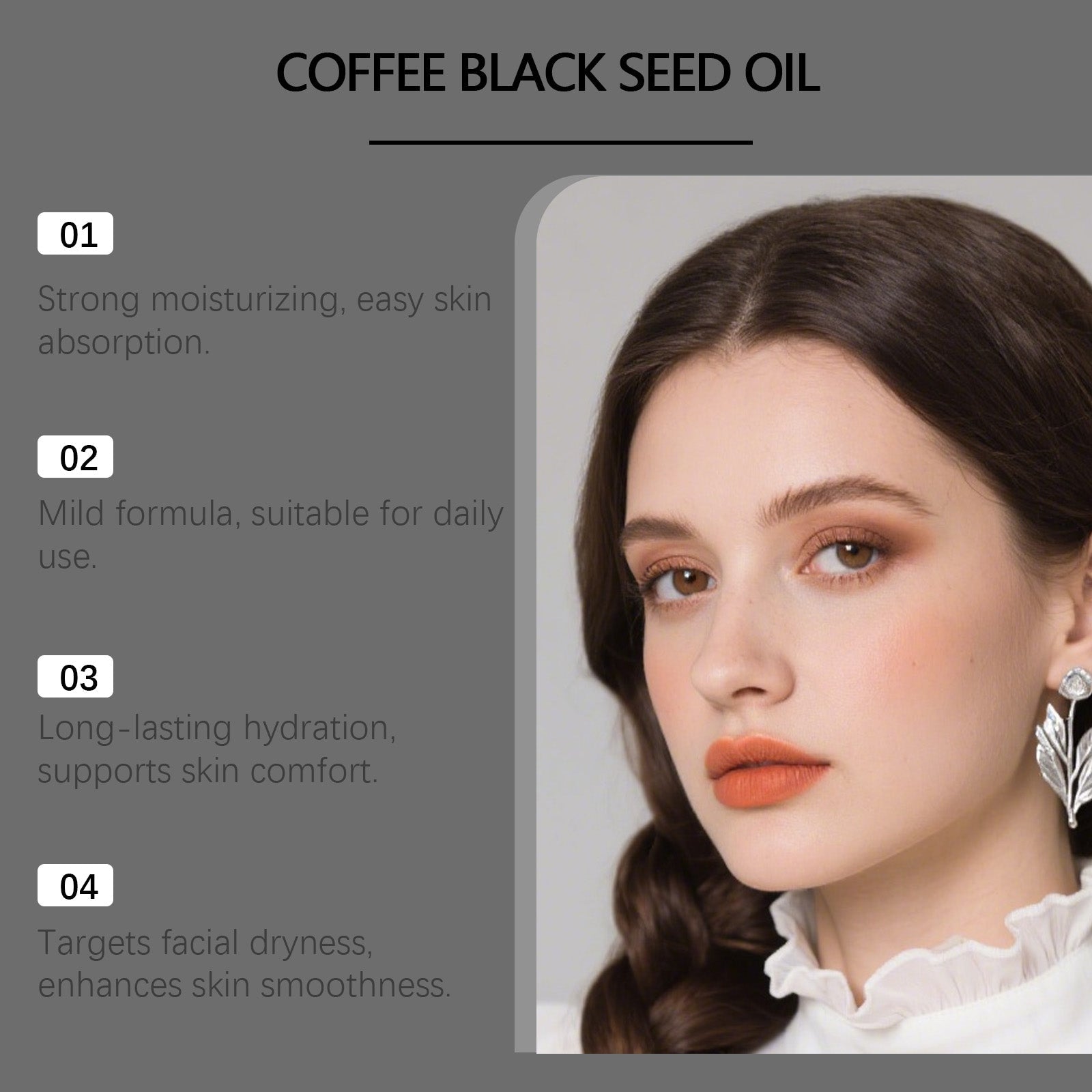 Black Seed Oil Facial Care, Hydrating Moisturizer, Brightening, Anti-Aging, Daily Nourishing Essence ,30ml