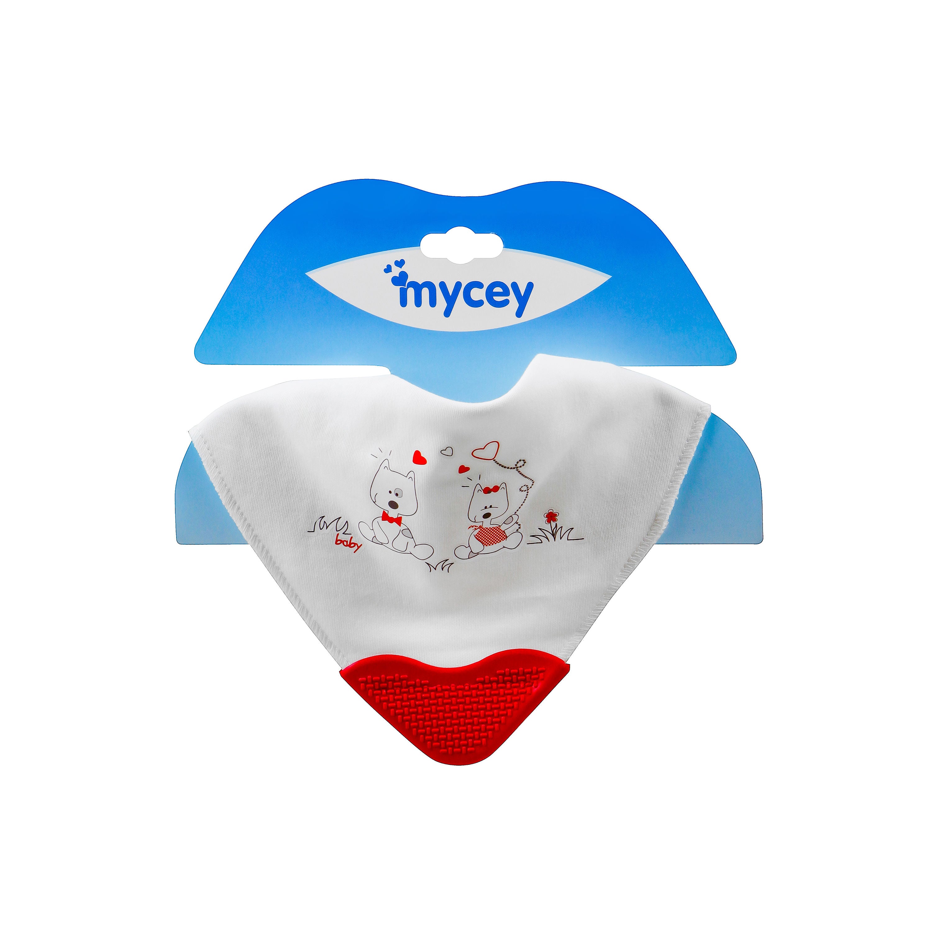 Mycey Bandana Bib with Teether, Dog Love Design
