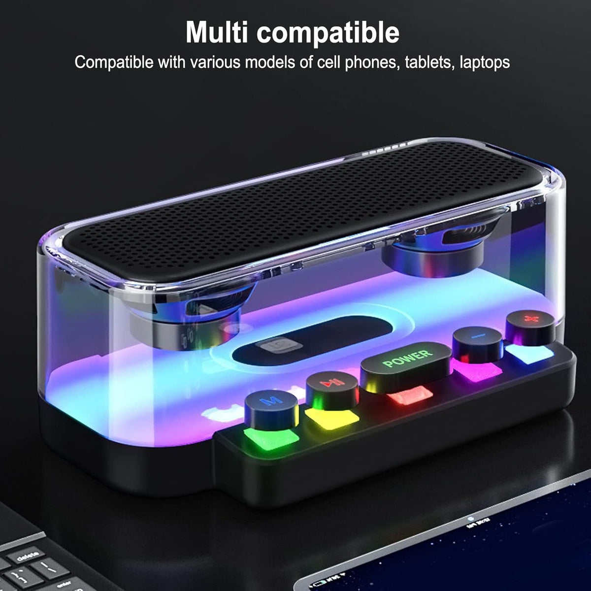Bluetooth Speaker RGB Lamp Subwoofer Mechanical Keyboard Buttons Bluetooth Speaker