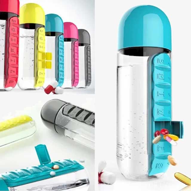 Portable Plastic Medicine Bottle 2-in-1 - Convenient Travel Pill Dispenser &amp; Storage Container