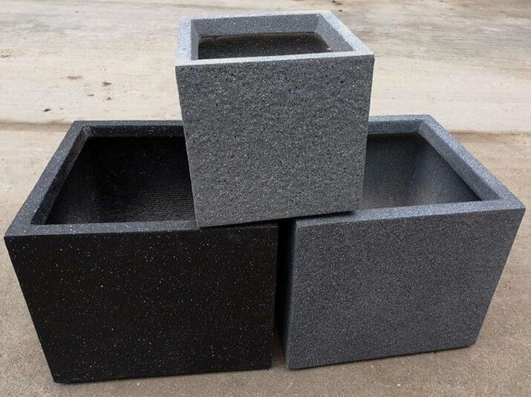 28x28x28cm Square Stone-Look Fiberclay Planter #KD-030