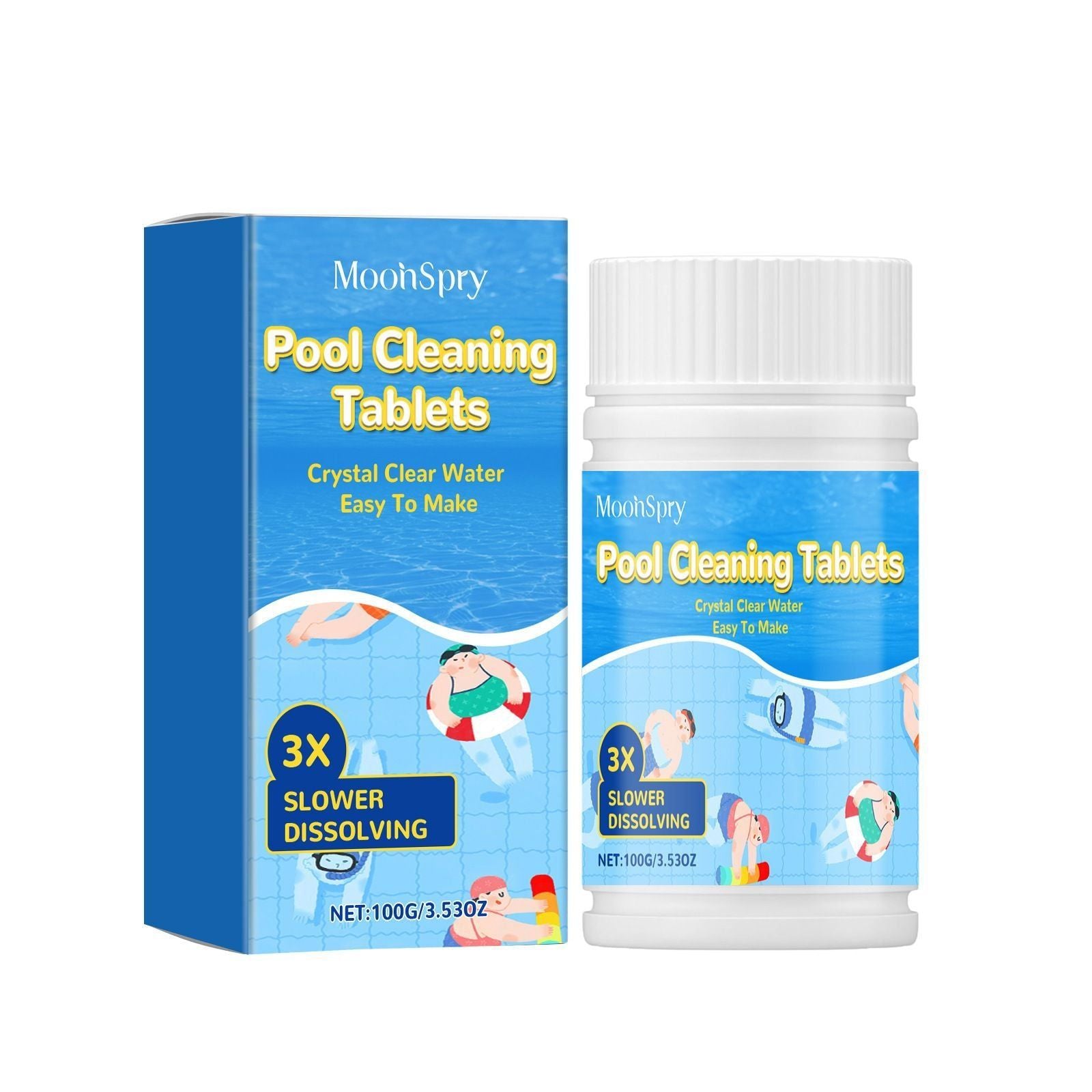 MoonSpry Pool Cleaning Tablets 100g, Water Clarifier