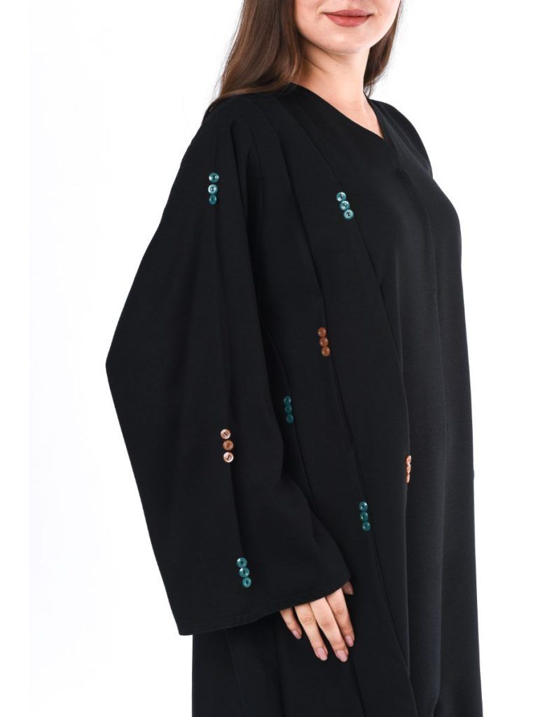 MOiSTREET Black Abaya with Button Detailing