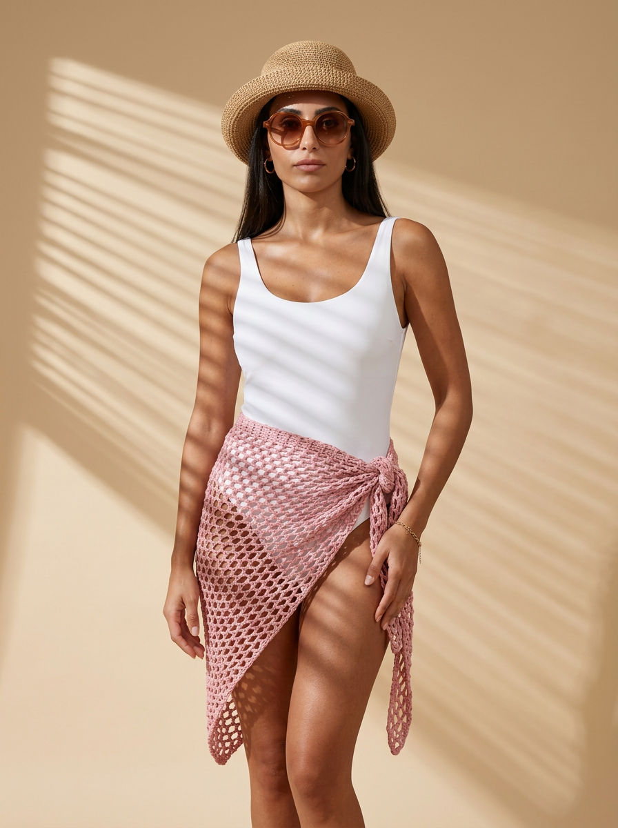 Hush and Stitch Pink Mesh Cover-Up Wrap