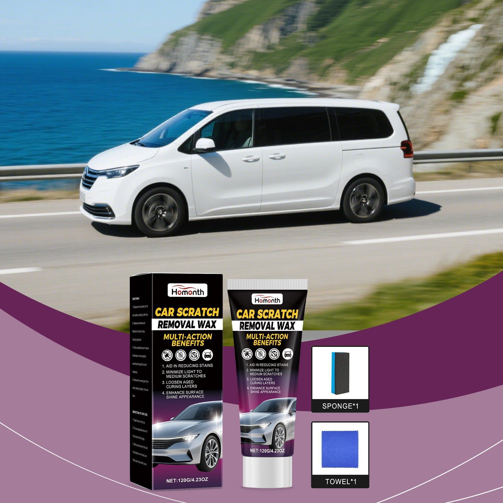 Car Care Scratch Repair Kit, Fine Scratch Remover, Polishing, Daily Wax, Paint Surface Restoration ,1set