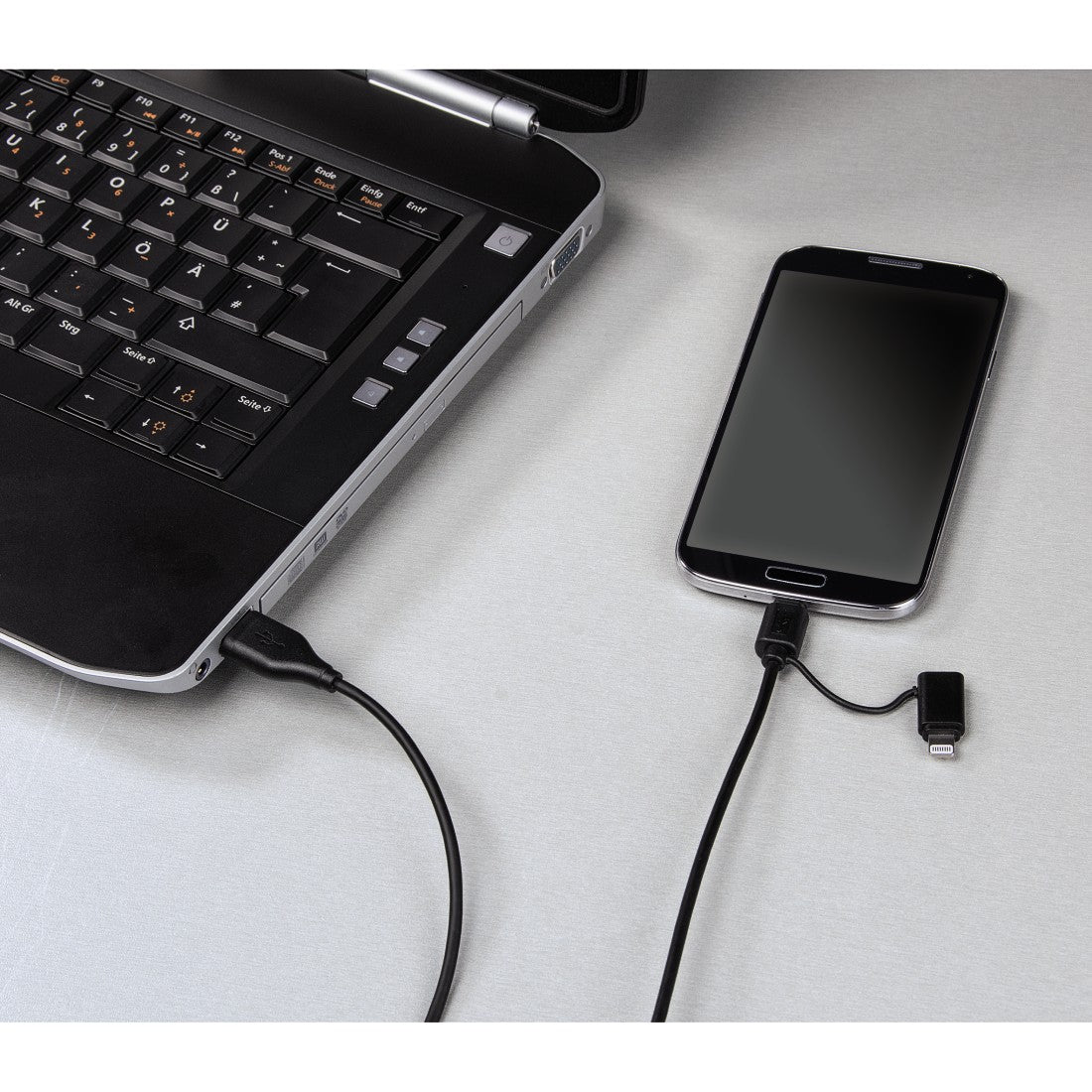 HAMA 54566 2in1 Micro USB Cable with Lightning Adapter, gold-plated, shield., 1.20 m