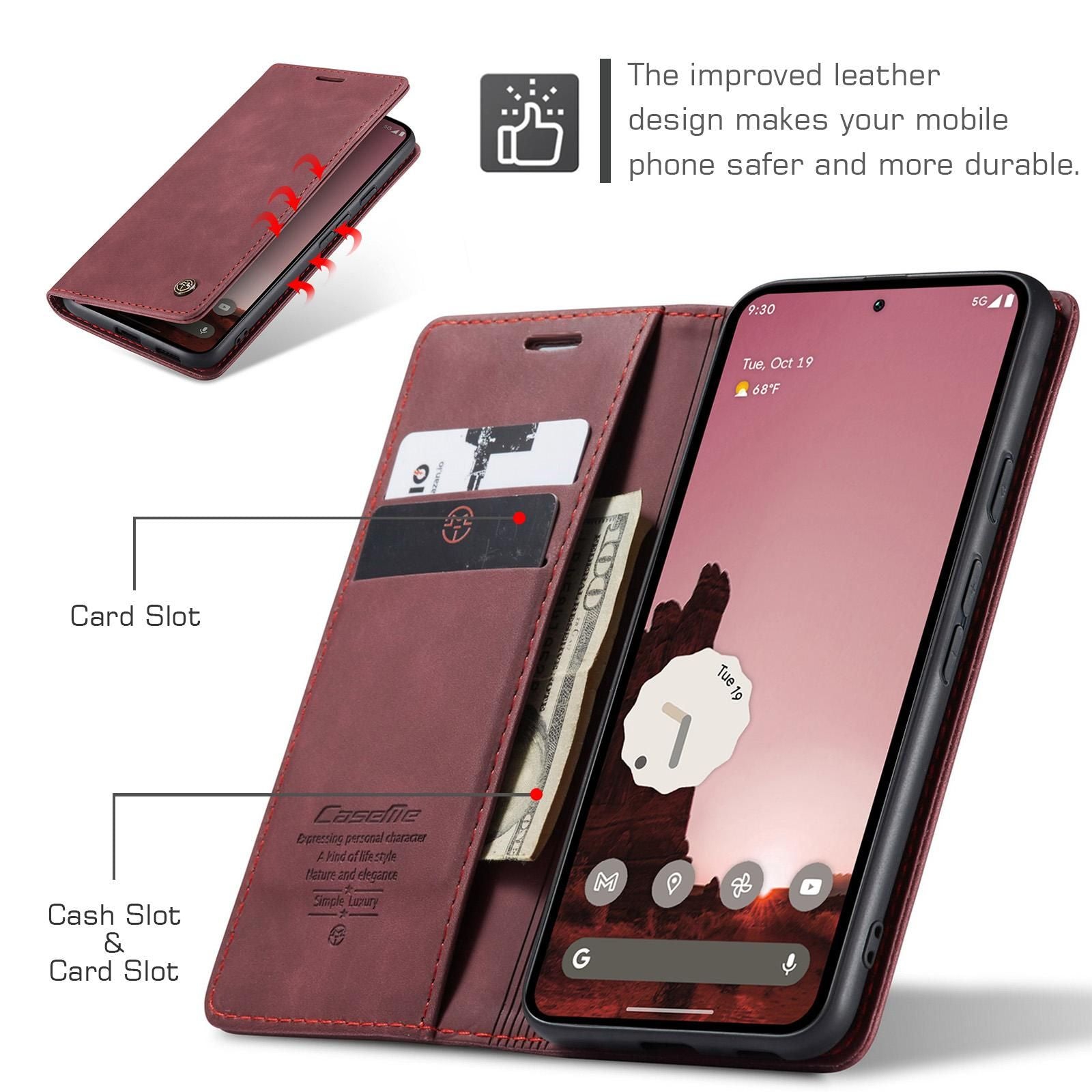 Multifunction Leather Case For Google Pixel 9a