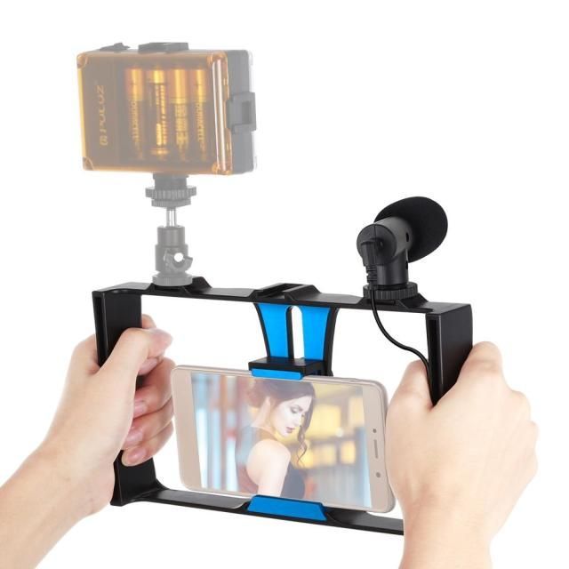 Video Bar for Smartphone Huz 2 in 1, Microphone Kit, Video Cage for Live Transmi