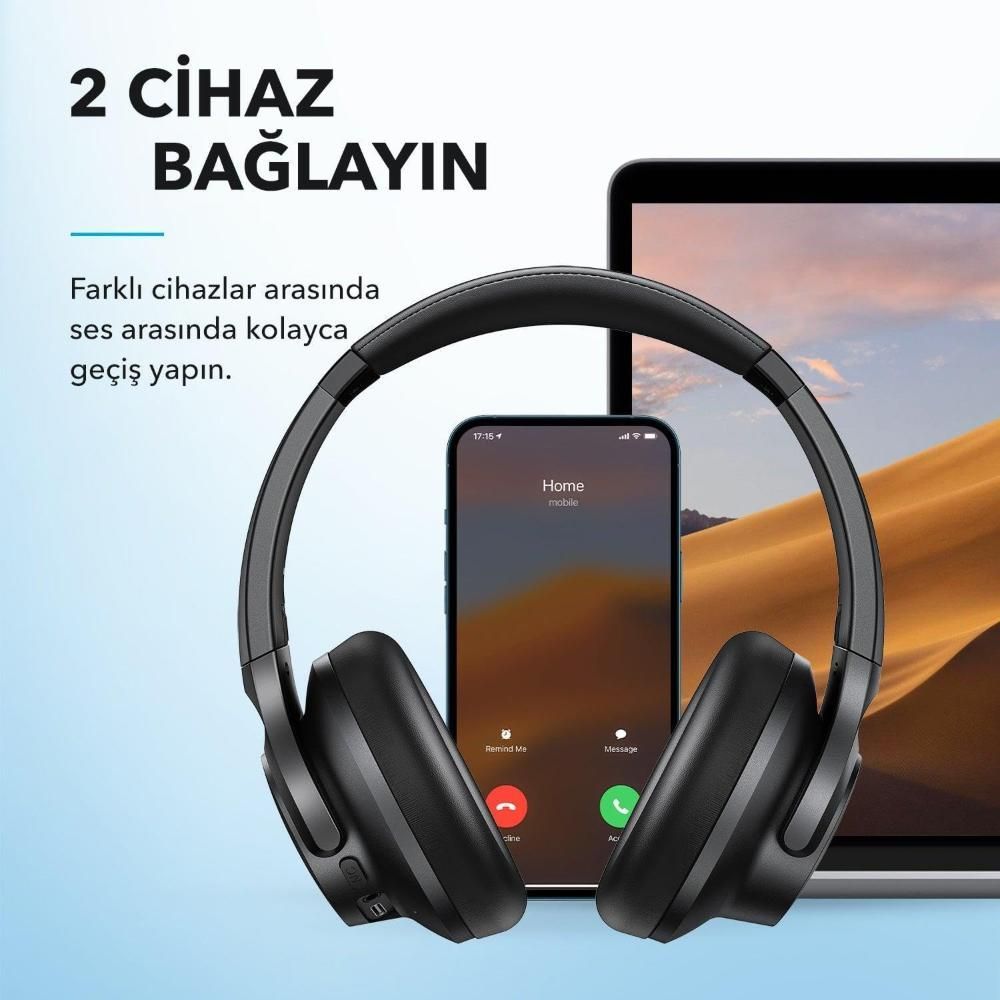 Anker Soundcore Q21i NC Bluetooth Wireless Headset - Active Noise Canceling ANC - Up to 40 Hours Charging Time - Black -A3004