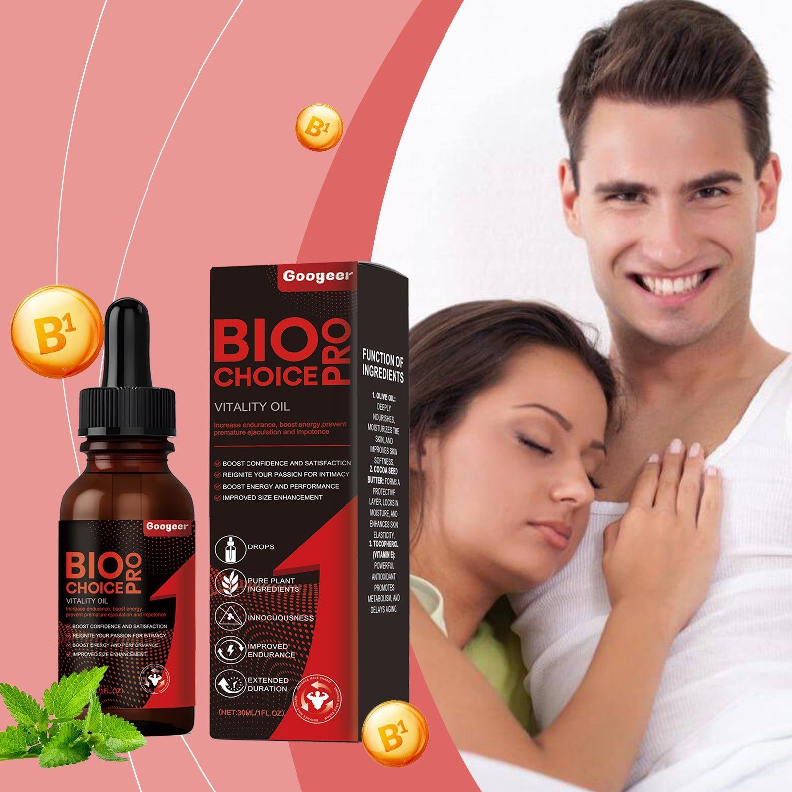 Bio Pro Choice Vitality Oil Body Treatment, Natural Energy Boost, Male Enhancement, Body Care ,30ml