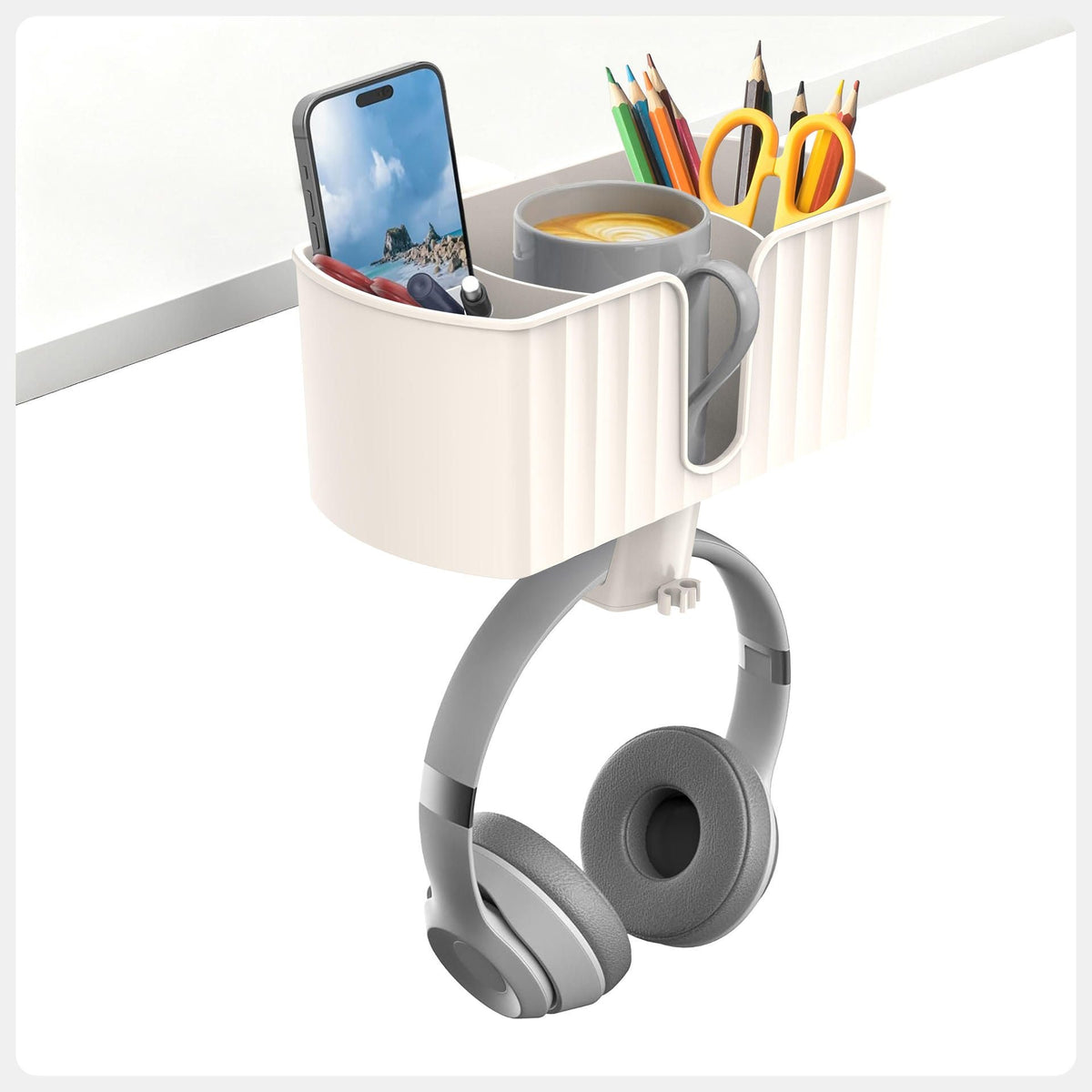 Desktop Organizer Detachable Pen Holder Headphone Stand Cup Holder Multi-Functional Storage Rack