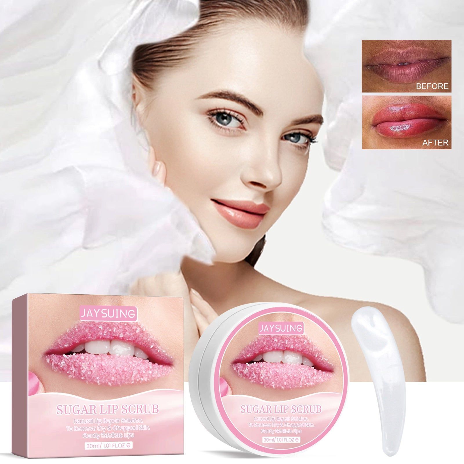 Brighten & Exfoliate Lips, Lighten Lines, Moisturizing Lip Scrub, Soft & Hydrated ,30ml+ small spoon*1pcs