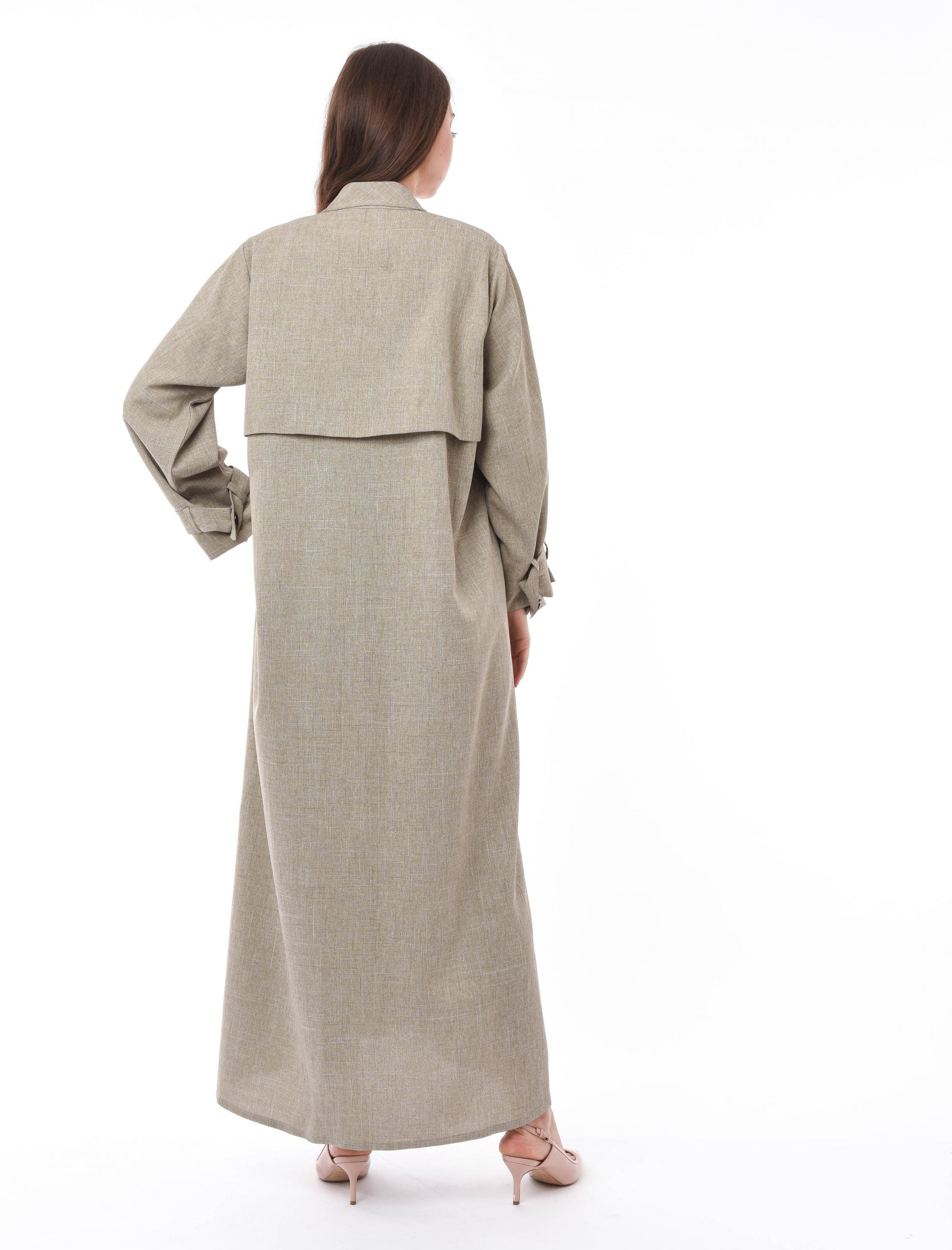 MOiSTREET Beige Coat Style Abaya