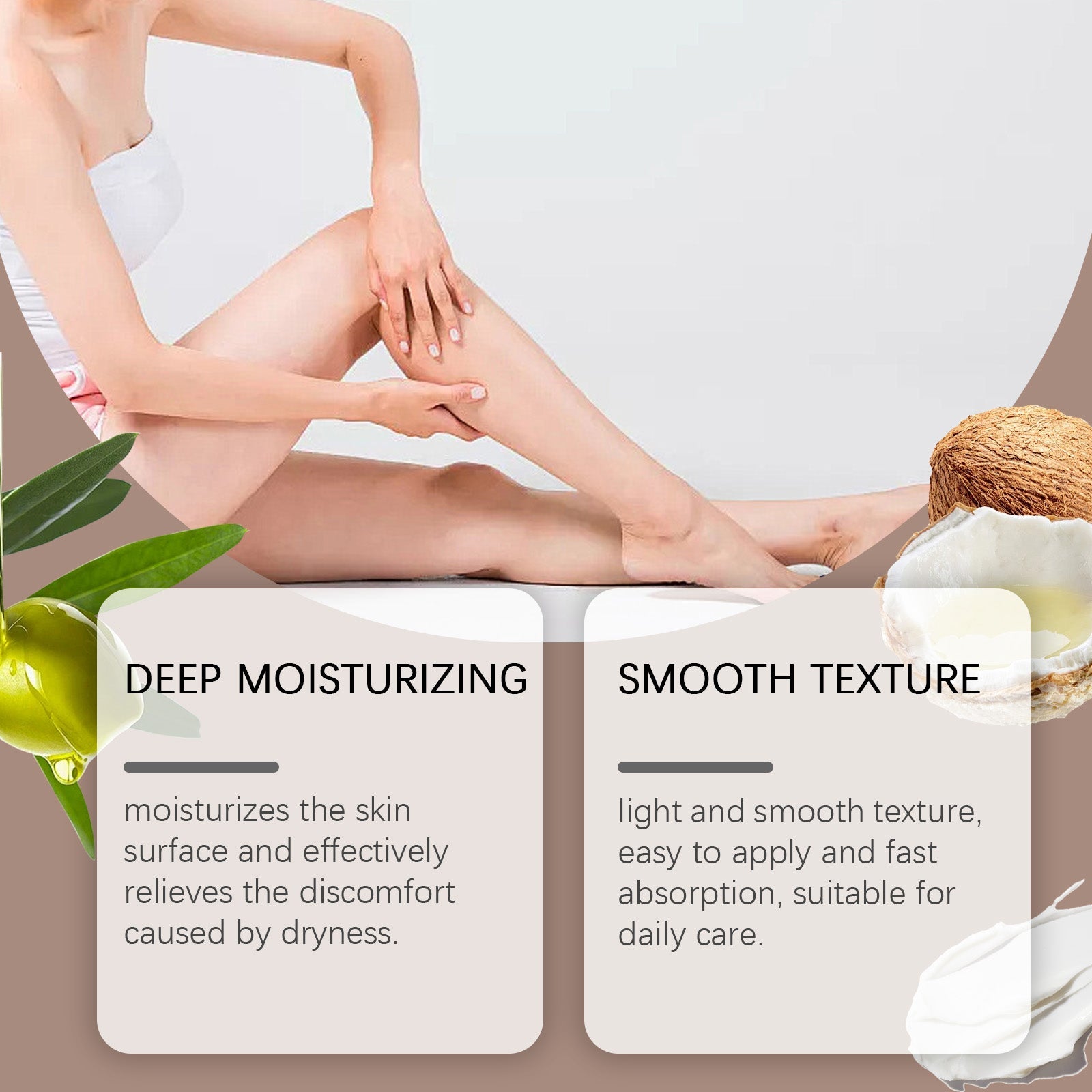 Coconut Body Moisturizer, Hydrating Body Care for Smooth, Glossy Skin ,227g