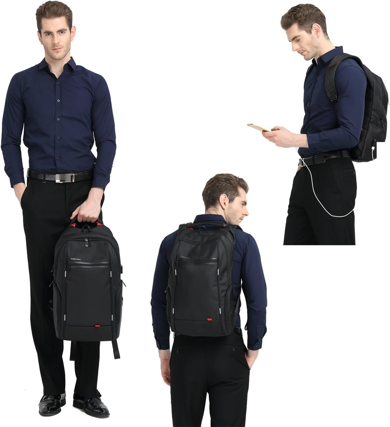 Men Laptop Backpack Water Resistant Anti Theft Business Bag with USB Charging Port