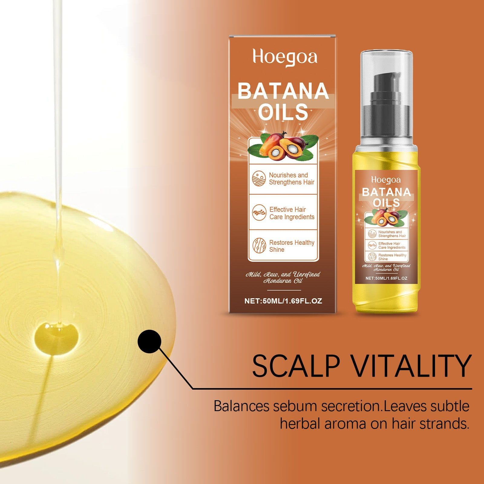 Batana Nourishing Hair Oil, Hair Care Essential for Strong, Fluffy, Healthy Hair ,50ml