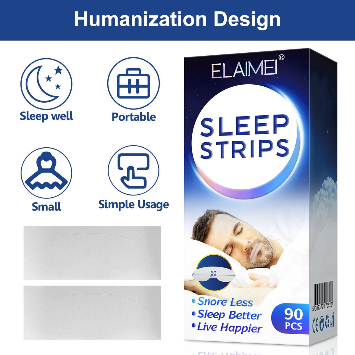 90pcs Anti Snoring Sleep Strips Stop Snoring Mouth Tape For Better Nose Breathing
