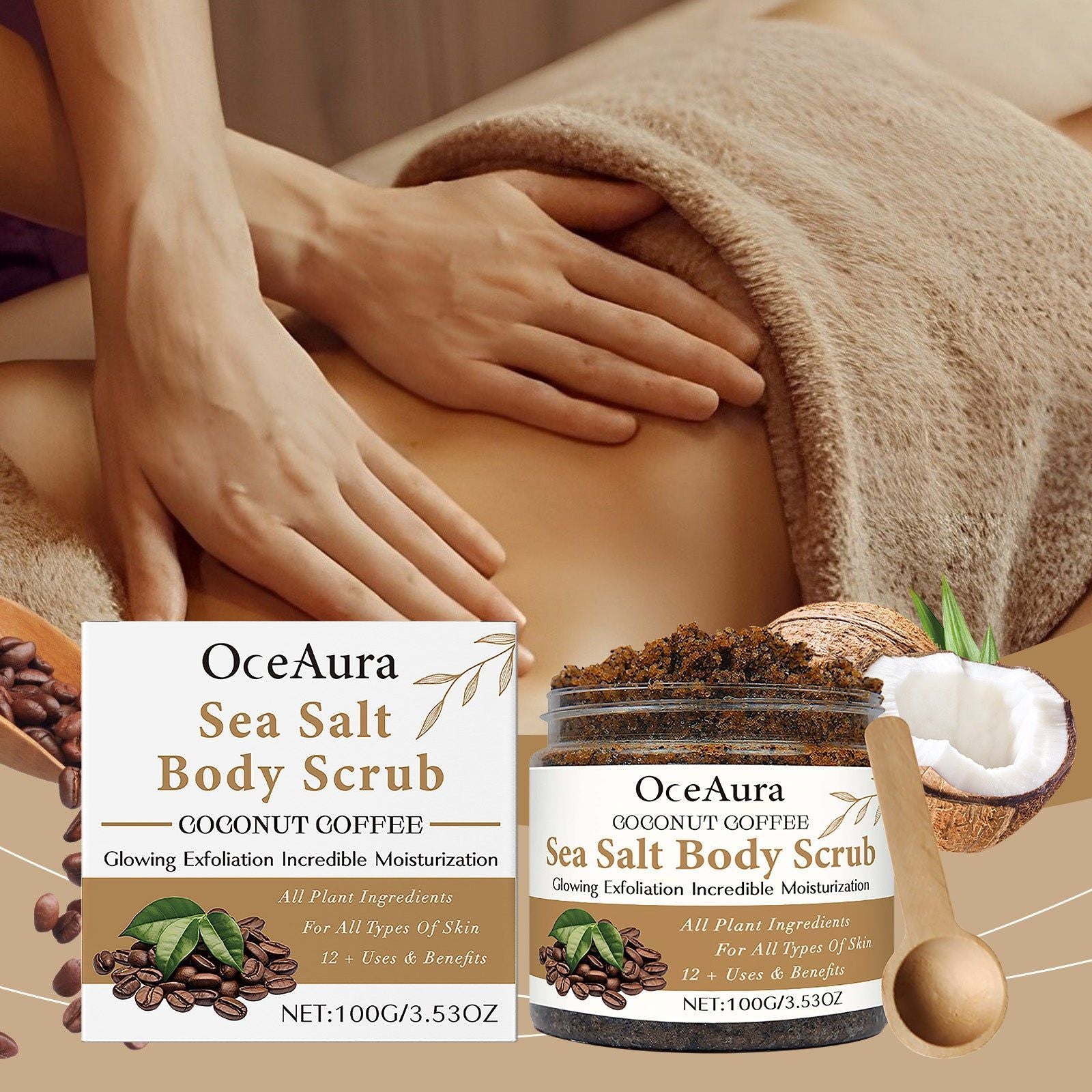 Coconut Coffee Body Scrub, Deep Cleansing, Exfoliating, Hydrating, Moisturizing, Natural Skin Care ,1 set