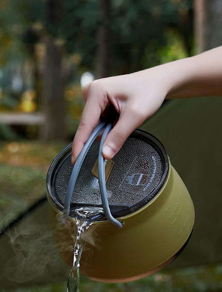 Collapsible Silicone Kettle Outdoor Camping Travel Electric Water Pot Tea Coffee Kettle 1L