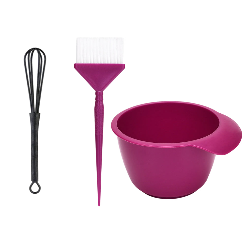 3Pcs Professional Hair Dye Kit with Bowl, Brush & Whisk