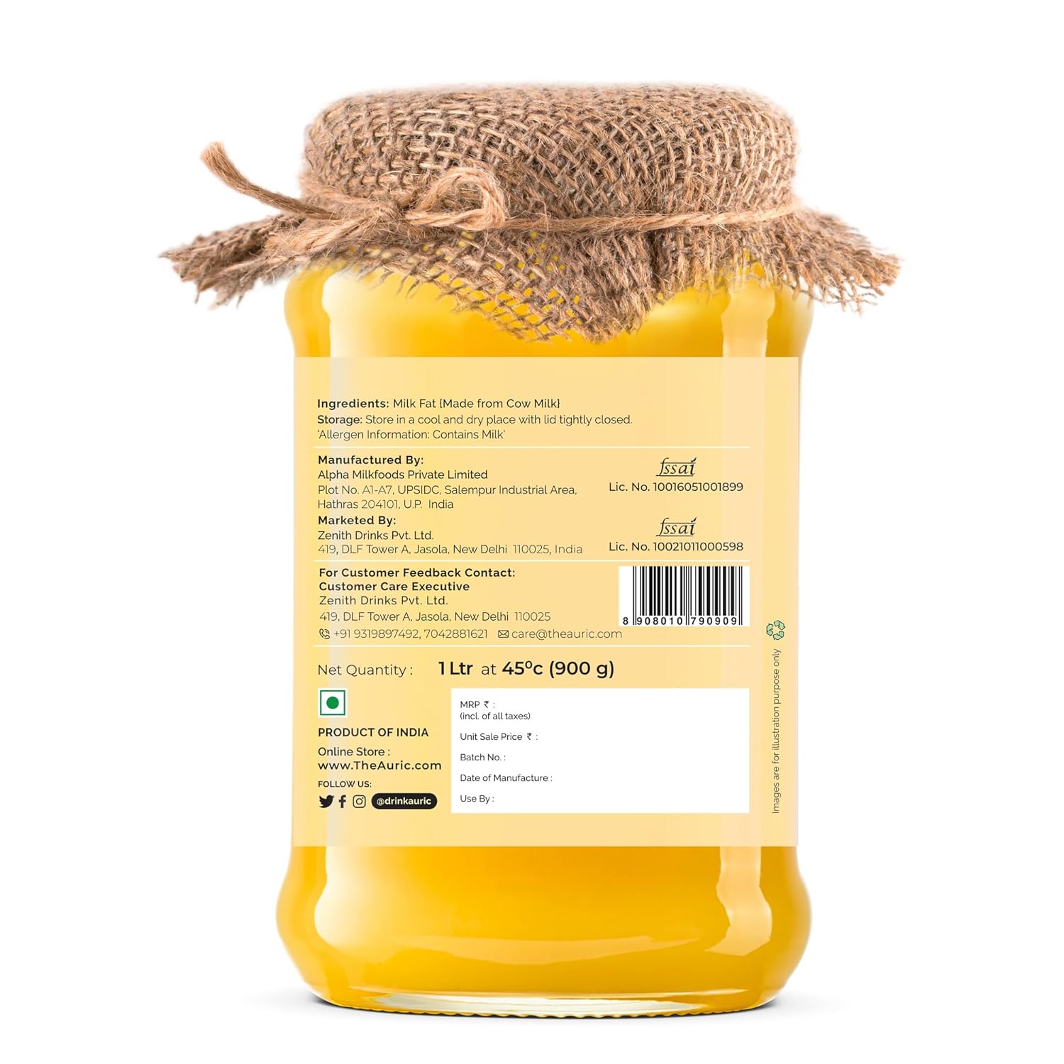 Auric A2 Bilona Desi Cow Ghee 1000 ml