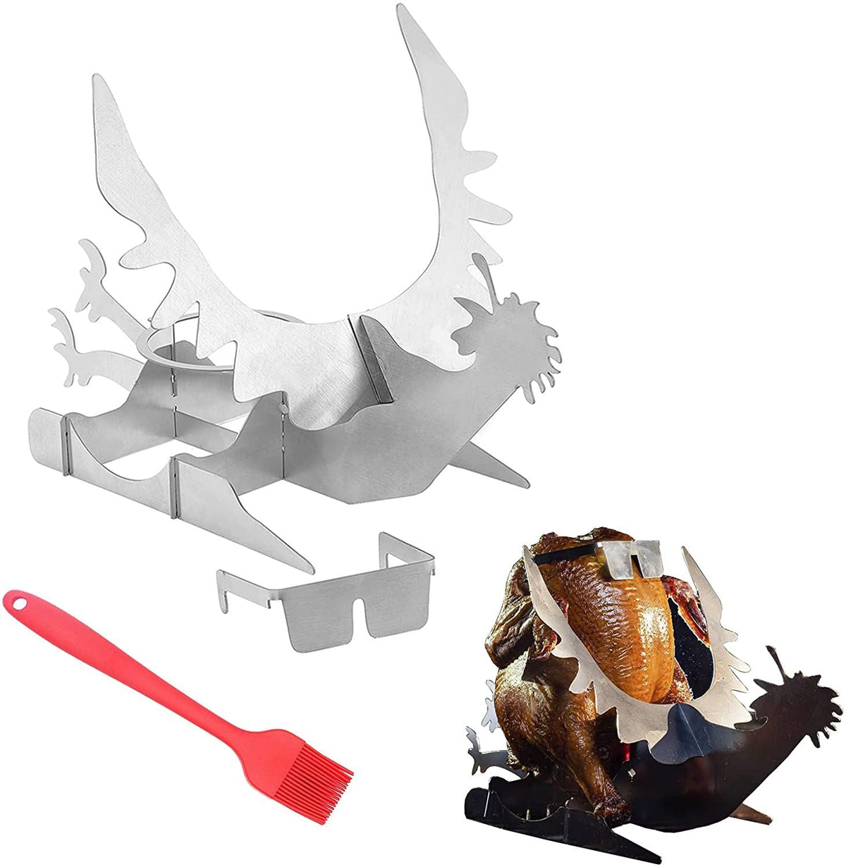 Motorcycle Beer Can Chicken Roaster Holder Portable for Outdoor Grill