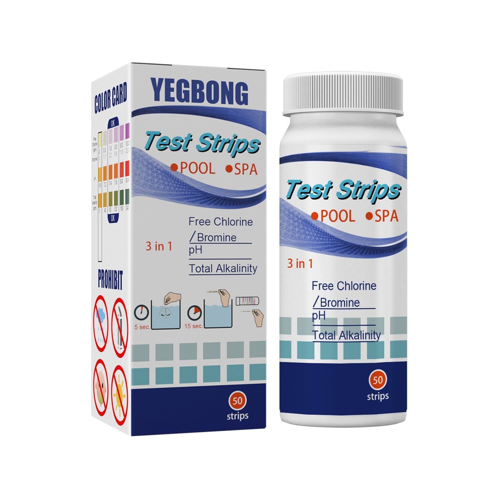 Accurate Water Quality Test Strips, Pool Chlorine, pH, Alkalinity, Hardness ,50pcs