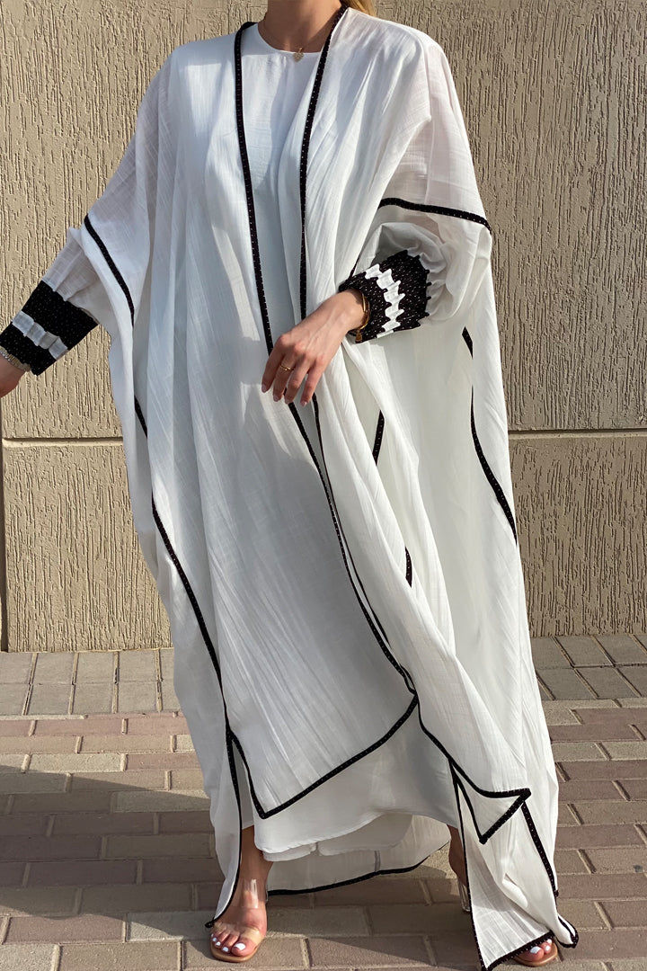 MOiSTREET White Linen Casual Abaya