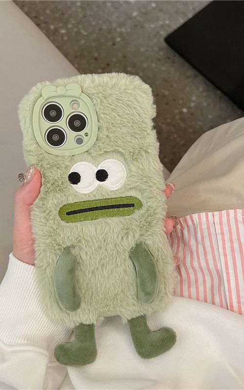 Plush Phone Case Fluffy Cartoon Protective Cover Shockproof Soft Case For iPhone