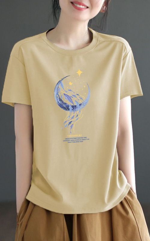 Plus Size Loose Short Sleeve Cotton T Shirt For Women