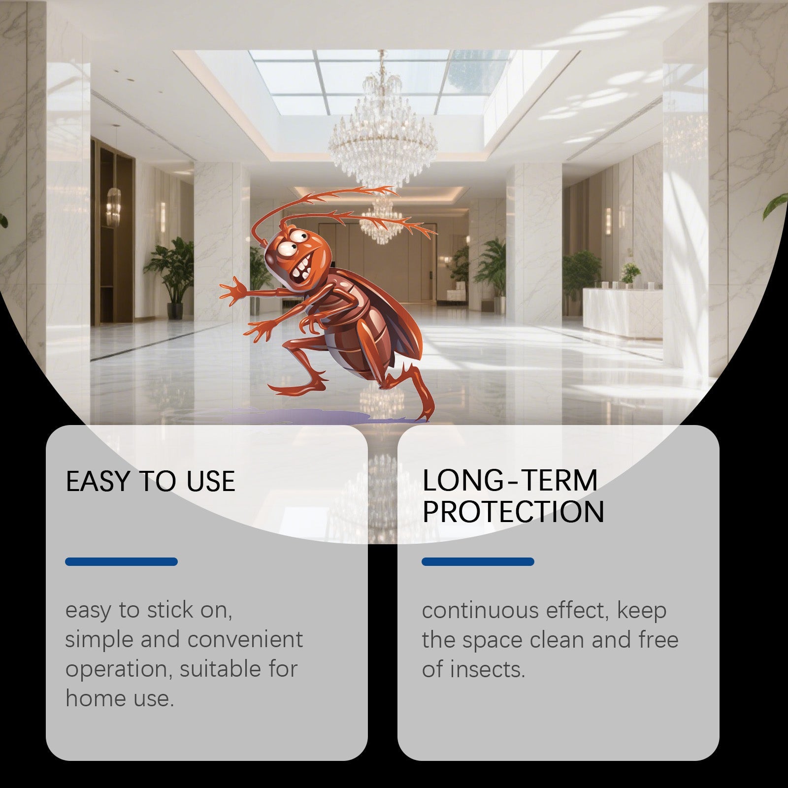 Effective Cockroach Bait Stickers, Indoor Pest Control, Fast Roach Killer ,16pcs