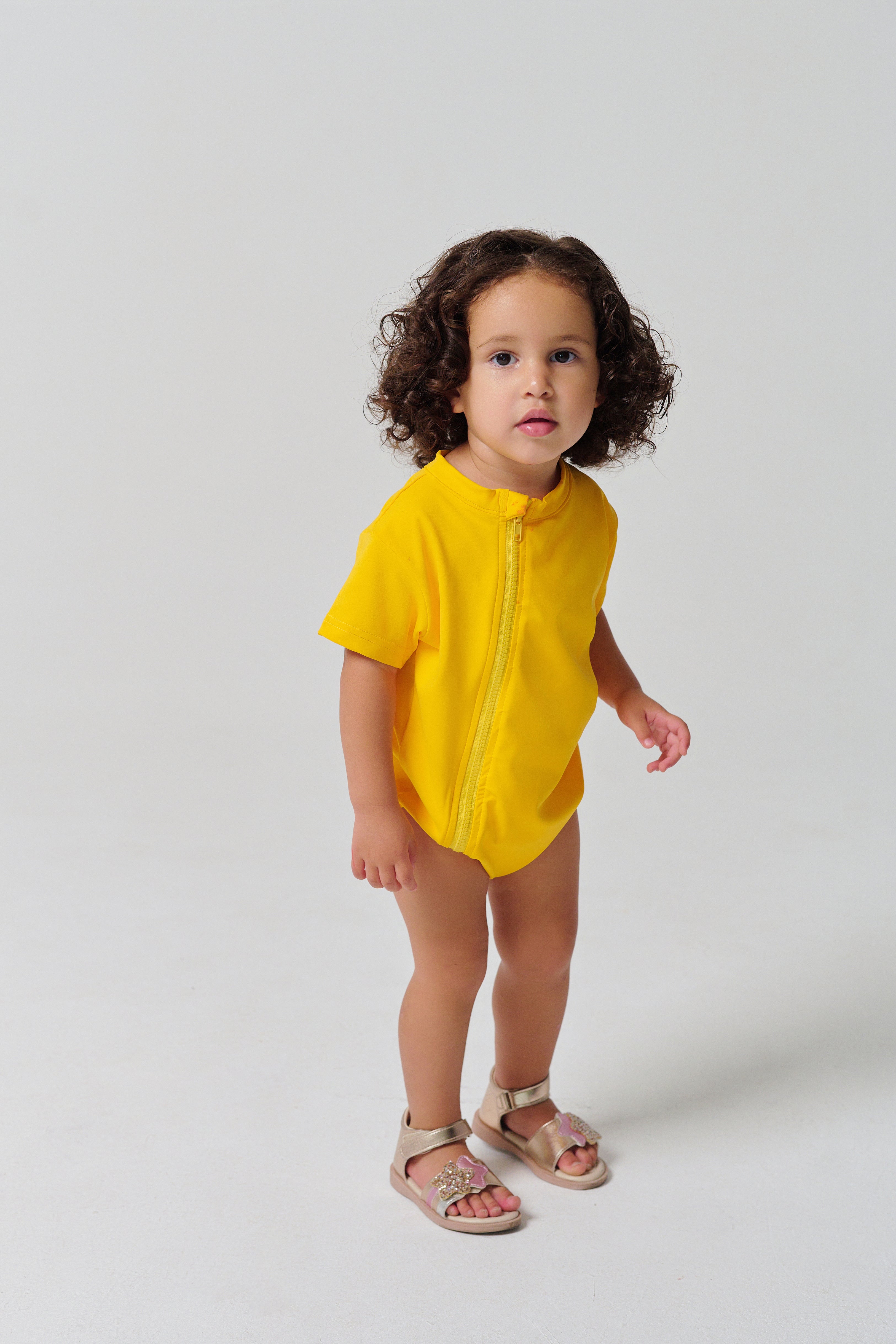 Regular Fit Bodysuit with Bottom - Bright Yellow
