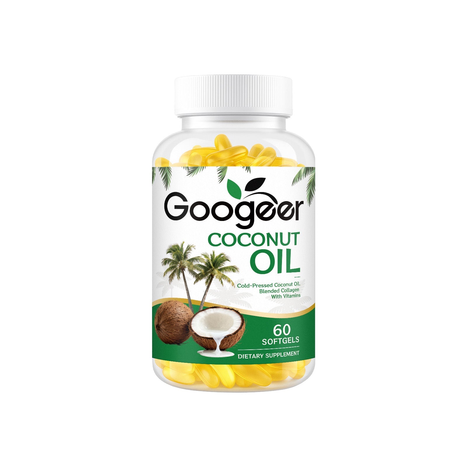 Coconut Oil Body Care Supplement, Natural Energy Boost, Vitamin E, Daily Health ,60 softgels
