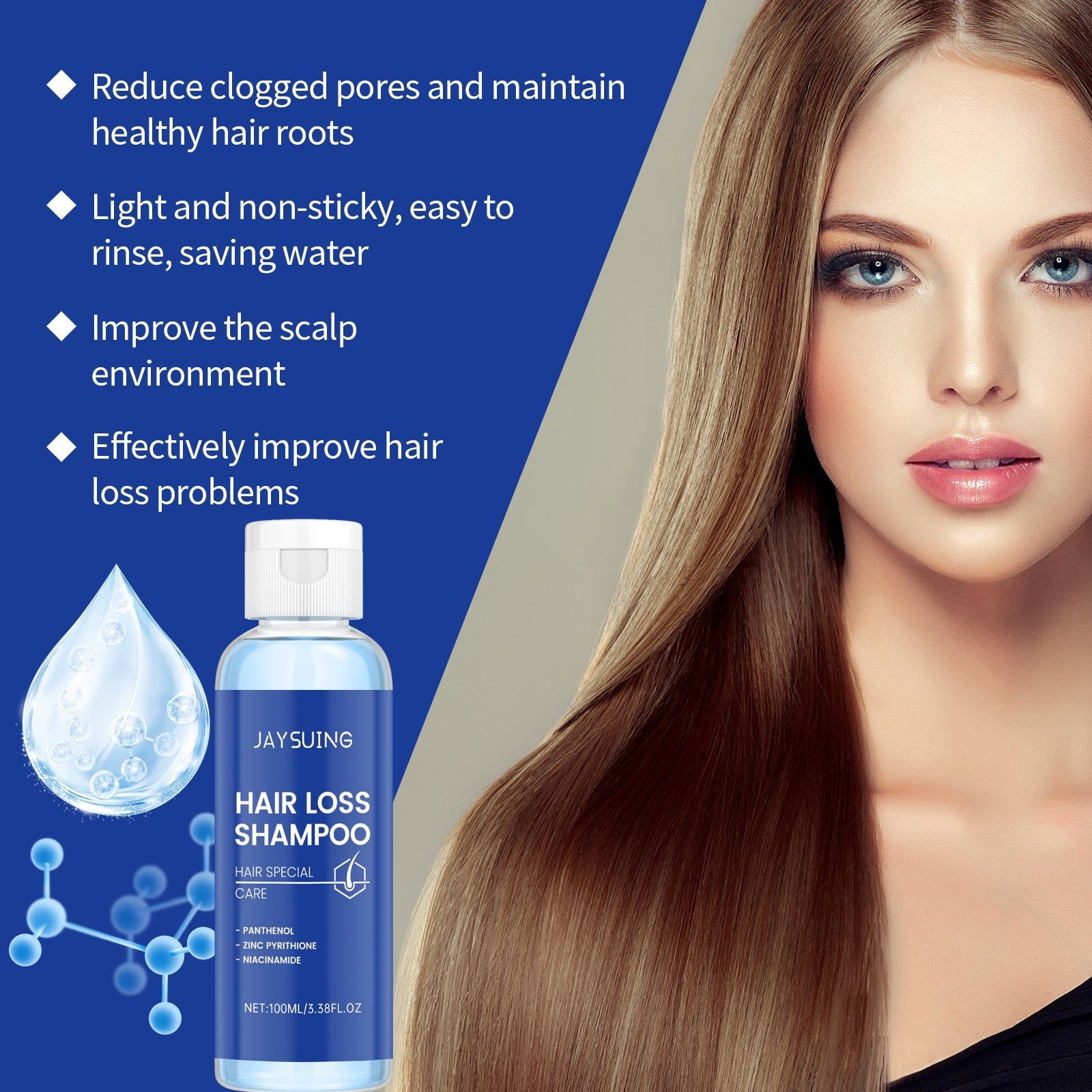 Copper Peptide Scalp Care Shampoo for Hair Growth, Nourishing, Moisturizing, Anti-Hair Loss ,100ml