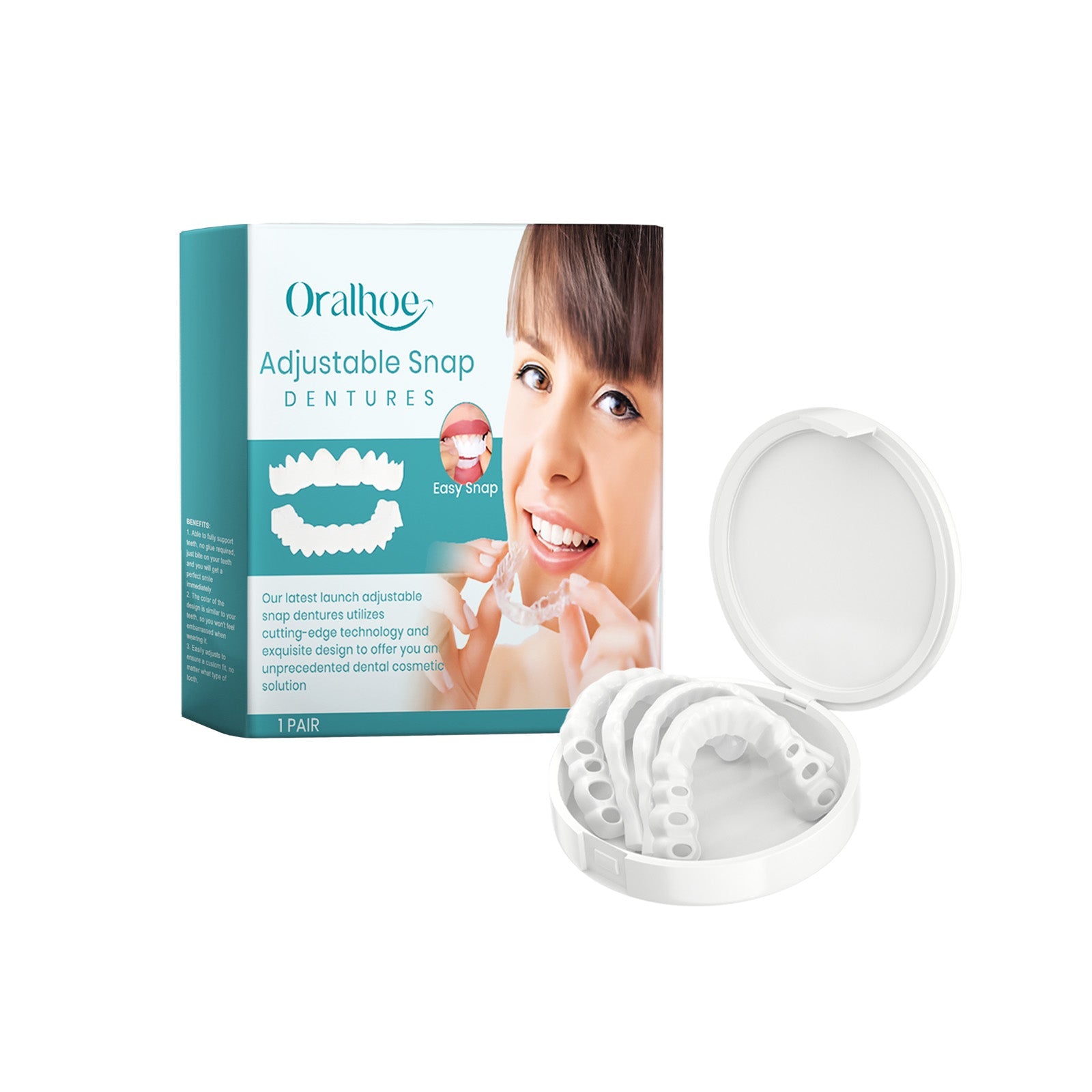 Adjustable Silicone Dentures for Comfortable Dental Care, Custom Fit, Easy to Use ,1pair
