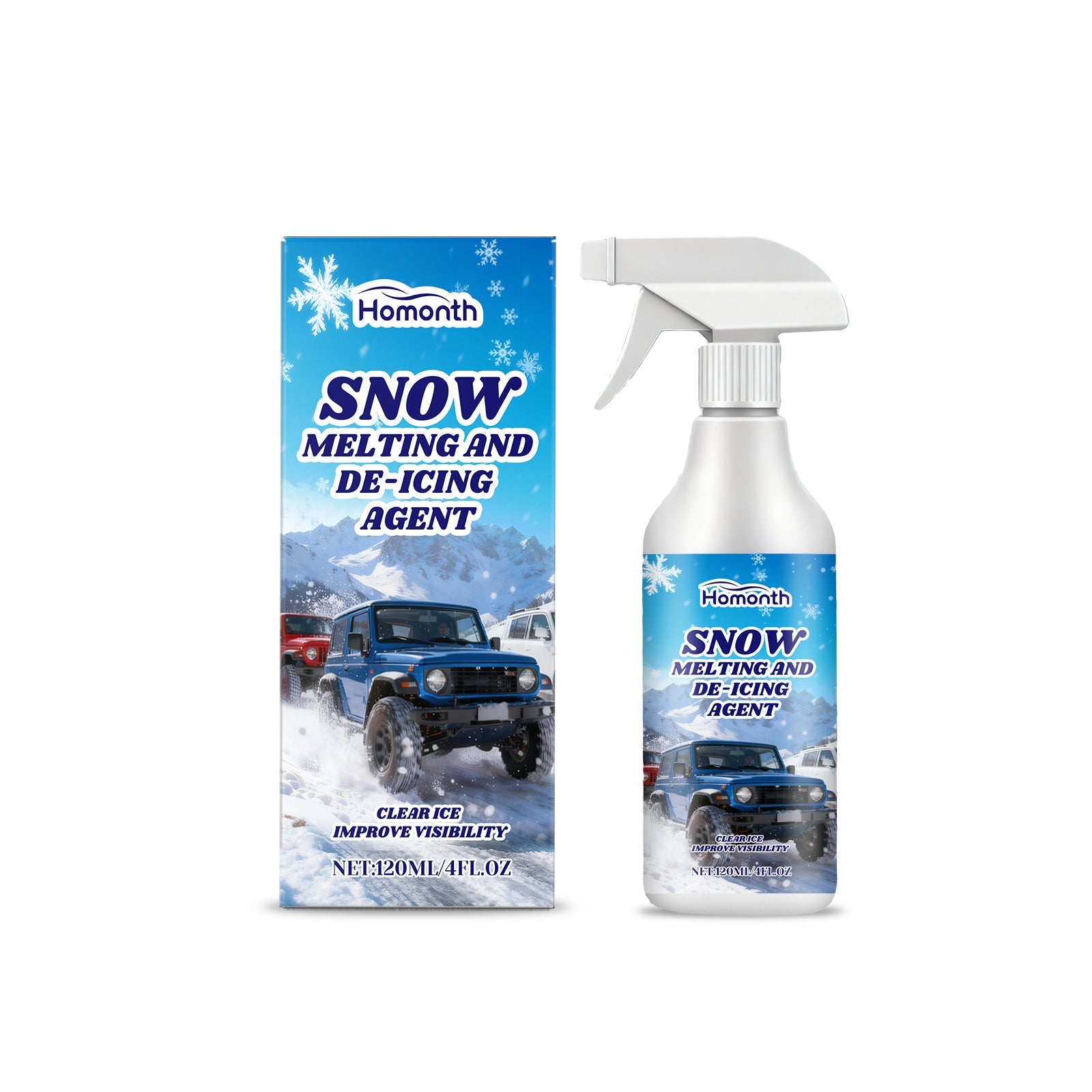 Car Snow Melting and Ice Removal Spray, Fast Frost, Clear View, Winter Safety ,120ml