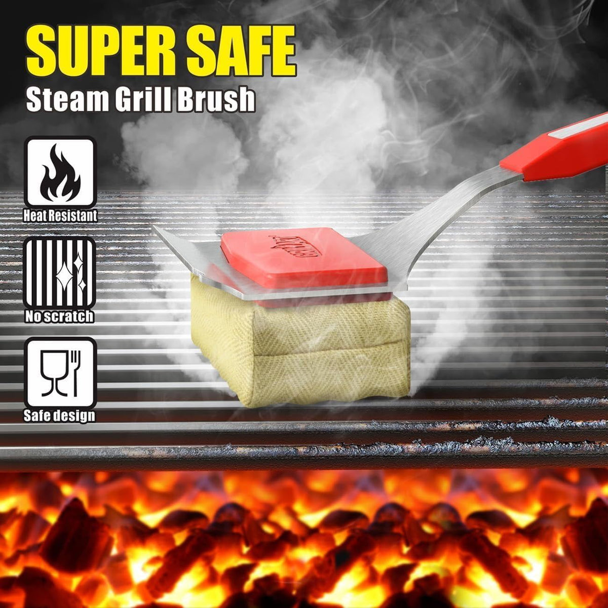 Bristle Free Barbecue Brush Replaceable Cleaning Head Safe Replacement Cleaning Pad