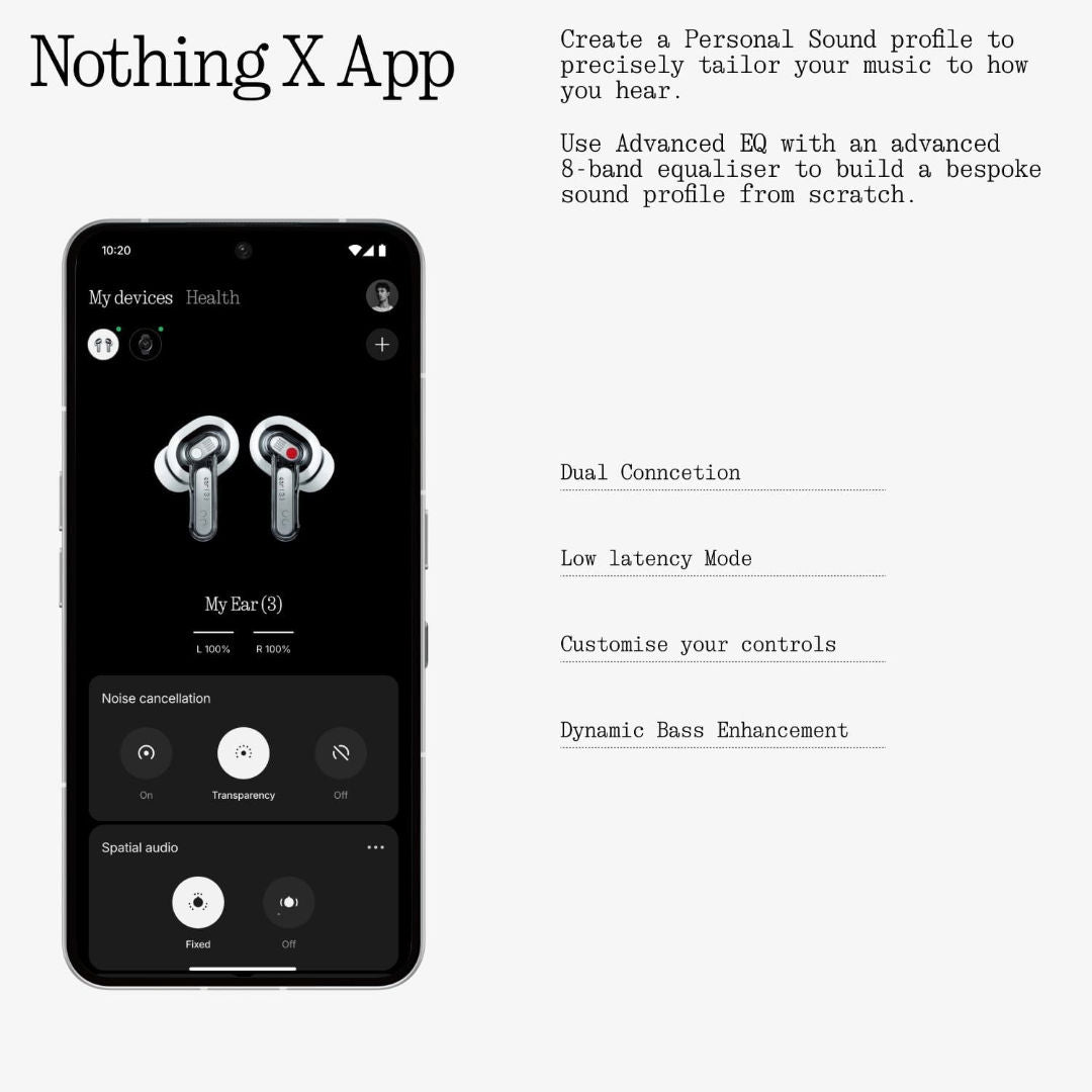 Nothing Ear (3) True Wireless Earbuds, Active Noise Cancellation, Global Version