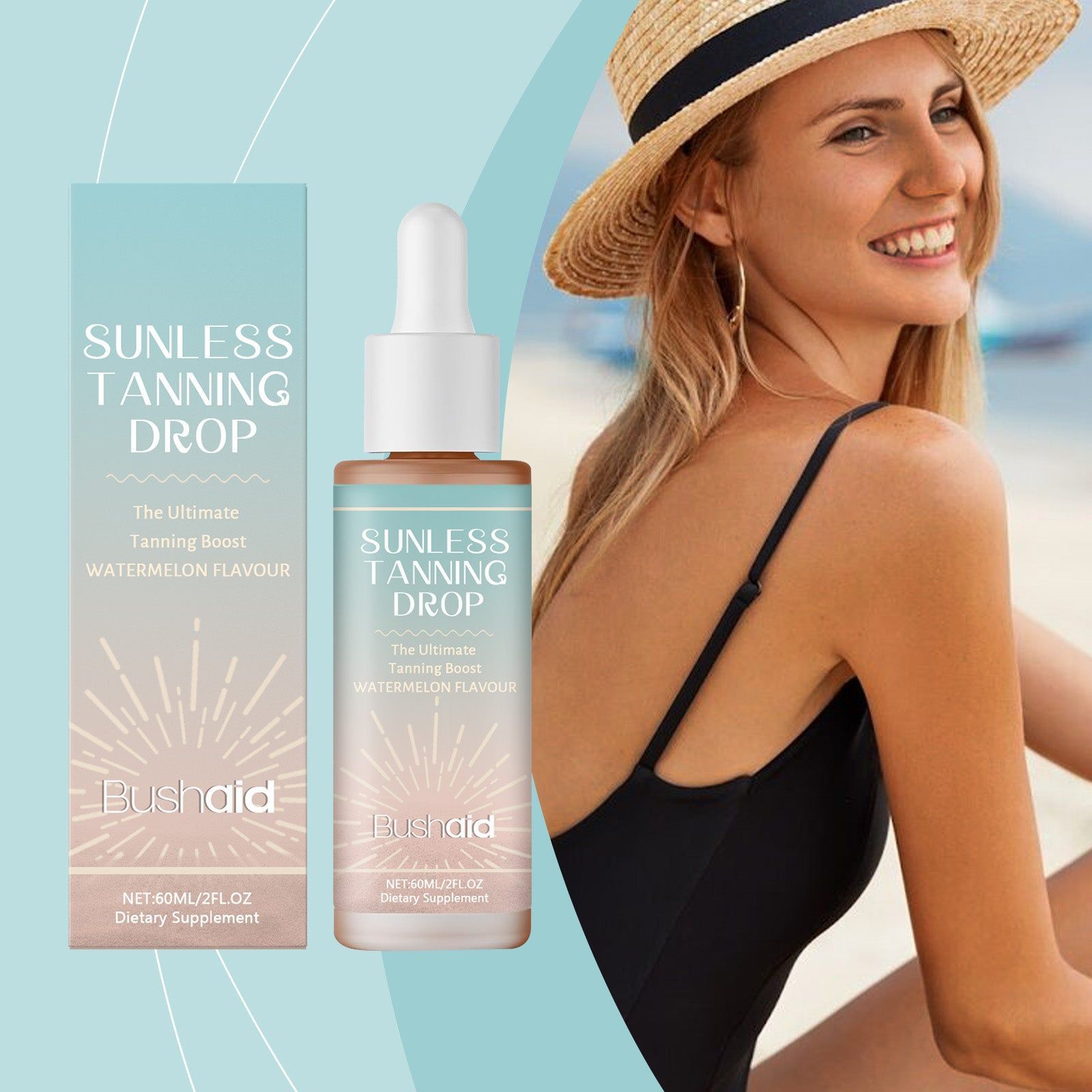 Boost Your Skin with BushAid Tanning Drops, Natural Body Care, Easy to Use ,60ml