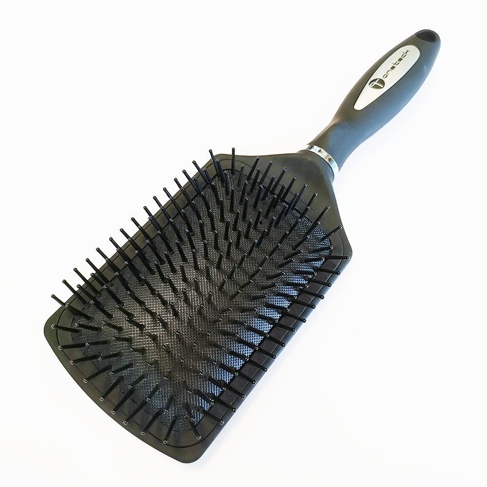 Onetech Cushioned Paddle Hair Brush, Black - 1pc