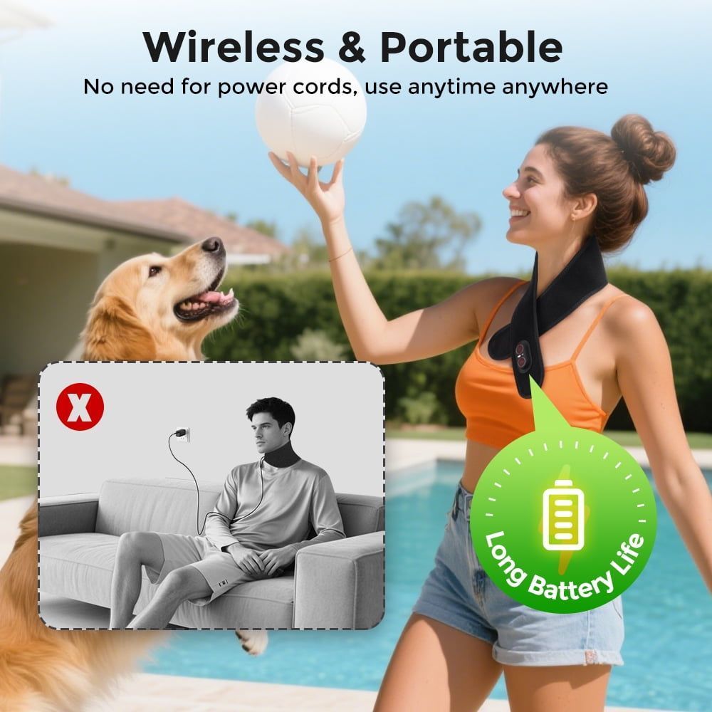 Neck Heating Pad Rechargeable Heated Neck Wrap Cordless Neck Warmer with 3 Levels Heat