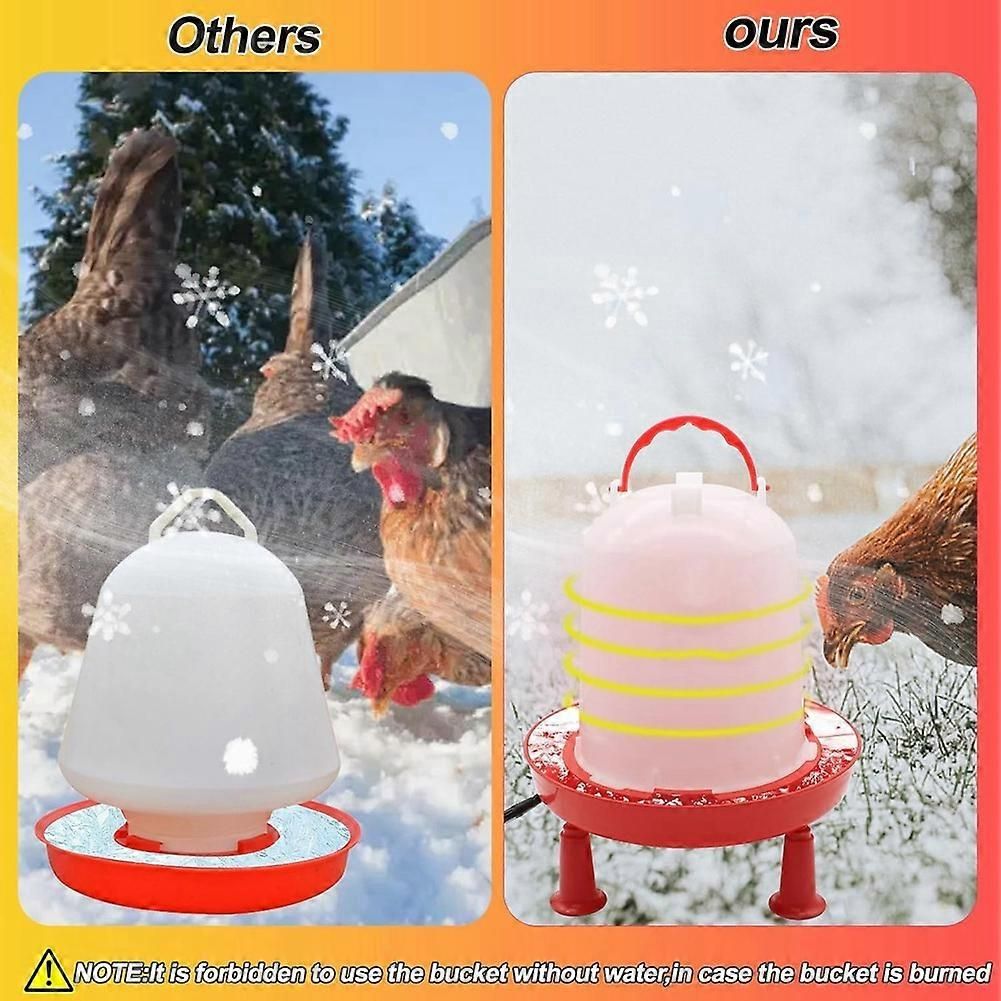 3L Heated Chicken Waterer for Winter Auto-Fill Chicken Water Heater with Leg Support,35W Heating Poultry EU Plug(EU Plug)