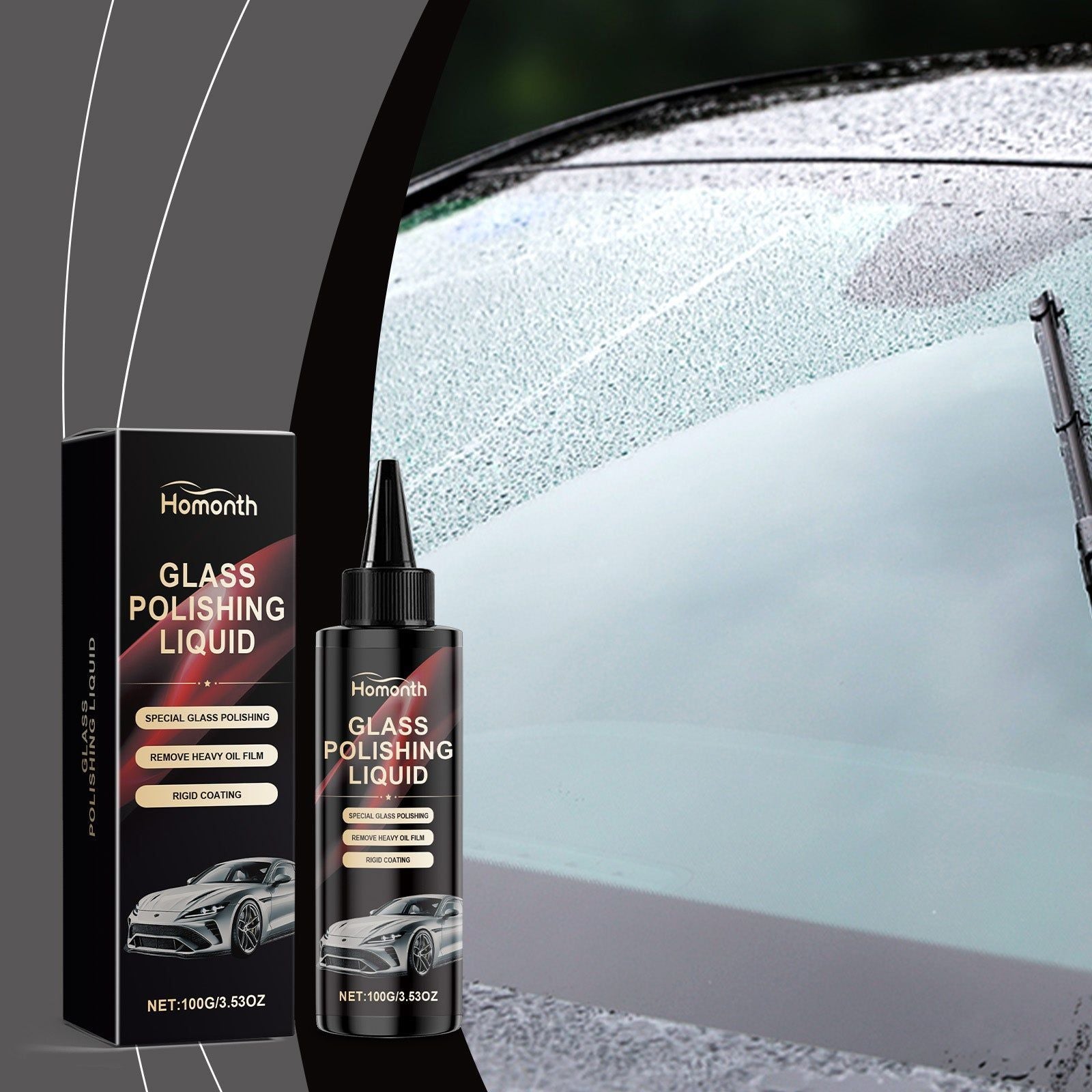 Car Glass Care, Water Stain Remover, Anti-Fog, Easy Clean, Shine & Protect ,100g