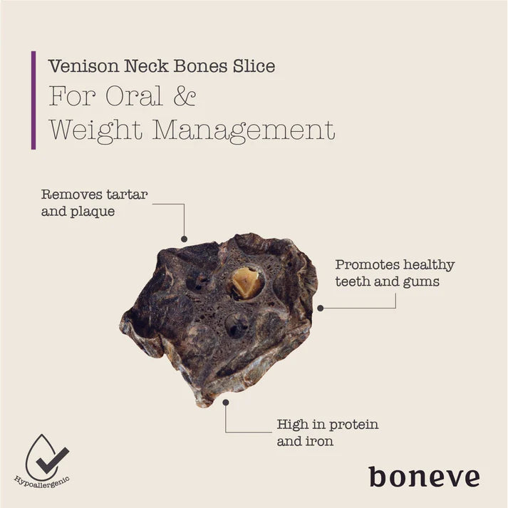 Boneve Air-Dried Free-Range Grass-Fed Venison Neck Bone Slice Dog Treat - 100G