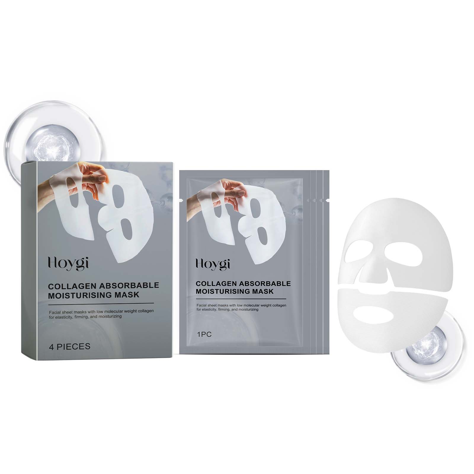 Deep Anti-Wrinkle Collagen Mask for Facial Care, Hydrating, Skin Rejuvenation, Pore Cleansing ,4pieces