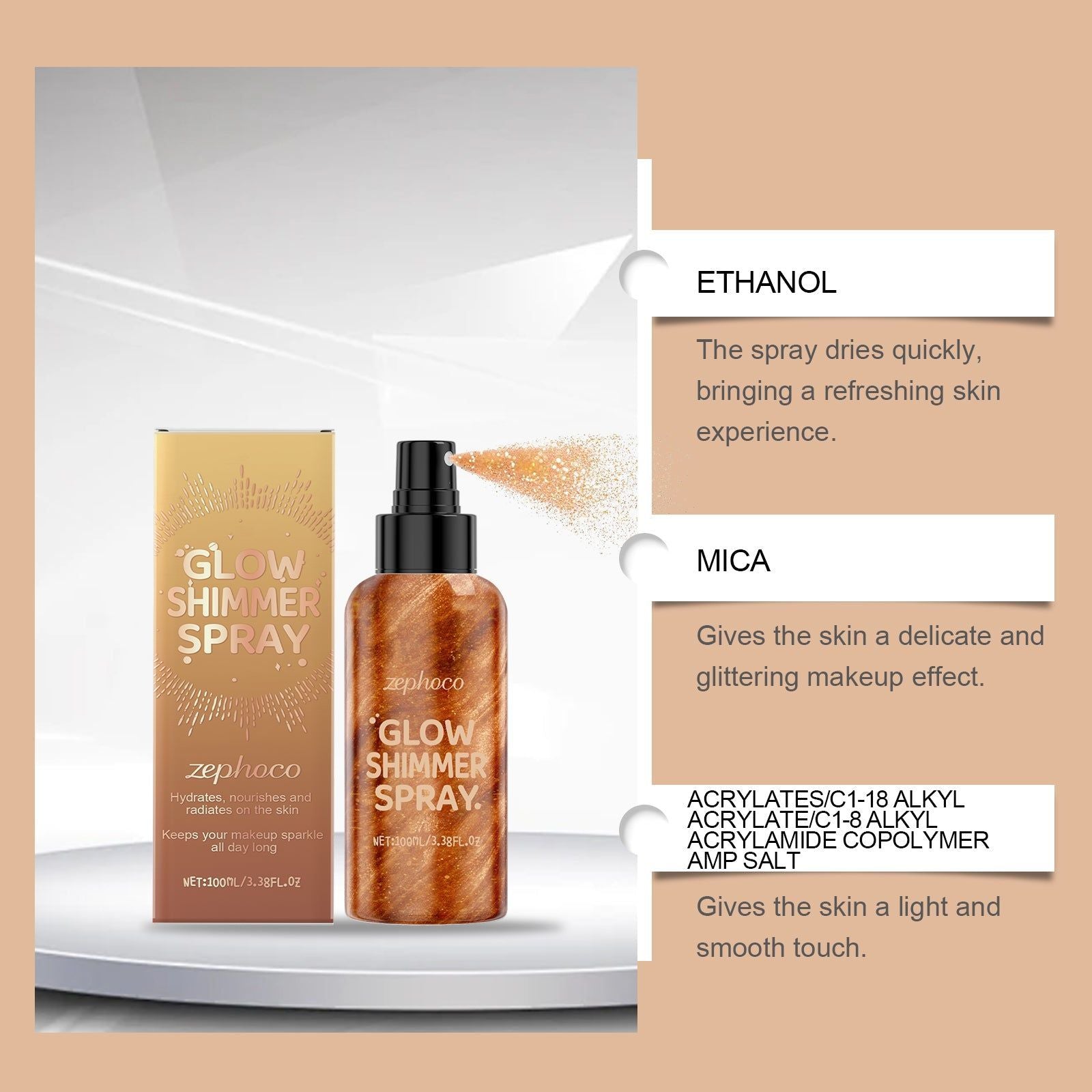 Brighten Up the Body, Long-Lasting Glow, Natural Shine, Moisturizing, Non-Sticky ,100ml