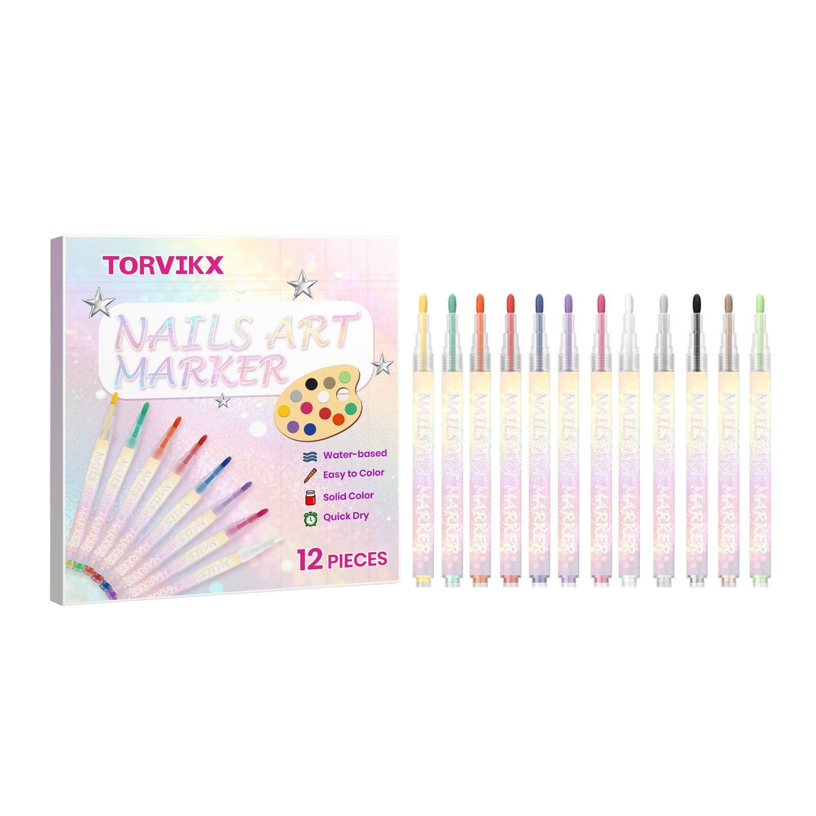 Bright Colorful Nail Art Graffiti Pens, Easy to Use, Waterproof, Perfect for DIY Nails ,12pieces