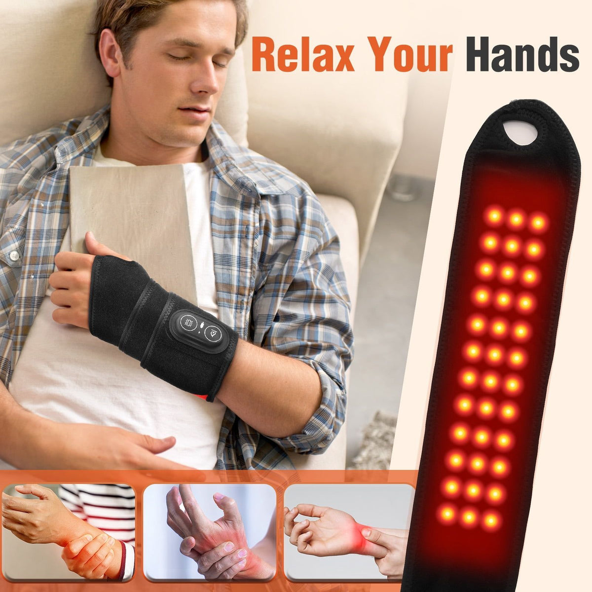 Infrared Heating Wrist Wrap Red Light Wrist Heating Pad Massage Heated Arm Straps